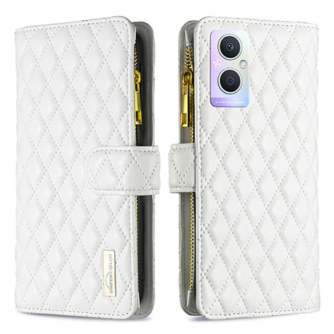 Custodia Portafoglio In Pelle Cover con Supporto B12F per Oppo Reno8 Z 5G Bianco