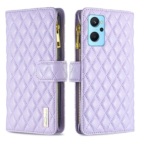 Custodia Portafoglio In Pelle Cover con Supporto B12F per Realme 9i 4G Viola