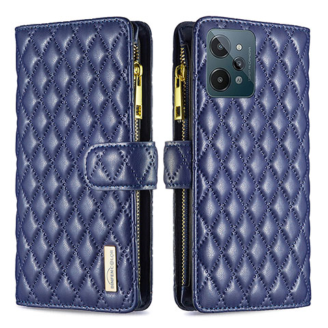 Custodia Portafoglio In Pelle Cover con Supporto B12F per Realme C31 Blu