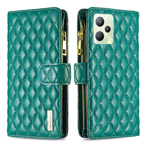 Custodia Portafoglio In Pelle Cover con Supporto B12F per Realme Narzo 50A Prime Verde