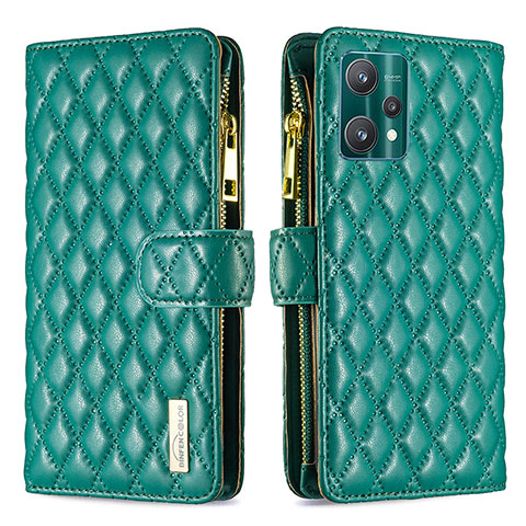 Custodia Portafoglio In Pelle Cover con Supporto B12F per Realme Q5 5G Verde