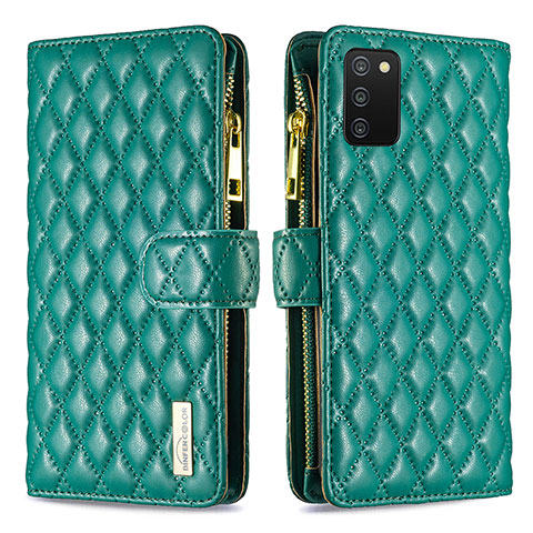 Custodia Portafoglio In Pelle Cover con Supporto B12F per Samsung Galaxy A03s Verde