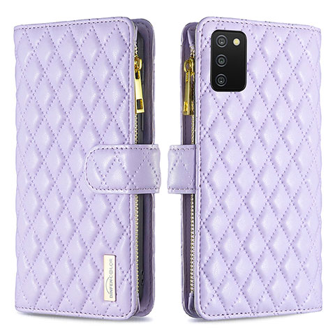 Custodia Portafoglio In Pelle Cover con Supporto B12F per Samsung Galaxy A03s Viola