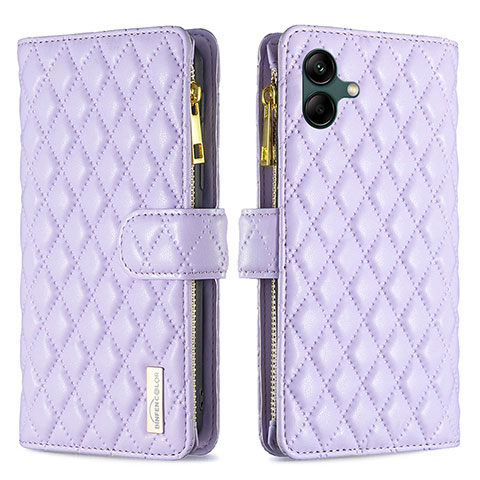 Custodia Portafoglio In Pelle Cover con Supporto B12F per Samsung Galaxy A05 Viola