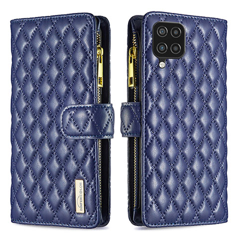 Custodia Portafoglio In Pelle Cover con Supporto B12F per Samsung Galaxy A12 Nacho Blu