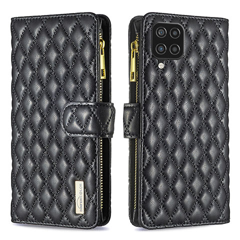 Custodia Portafoglio In Pelle Cover con Supporto B12F per Samsung Galaxy A12 Nero