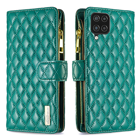 Custodia Portafoglio In Pelle Cover con Supporto B12F per Samsung Galaxy A12 Verde