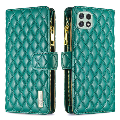 Custodia Portafoglio In Pelle Cover con Supporto B12F per Samsung Galaxy A22 5G Verde