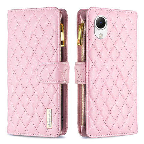 Custodia Portafoglio In Pelle Cover con Supporto B12F per Samsung Galaxy A23 5G SC-56C Oro Rosa