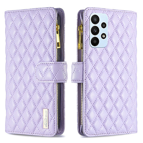 Custodia Portafoglio In Pelle Cover con Supporto B12F per Samsung Galaxy A23 5G Viola