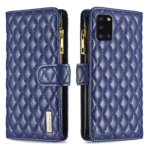 Custodia Portafoglio In Pelle Cover con Supporto B12F per Samsung Galaxy A31 Blu