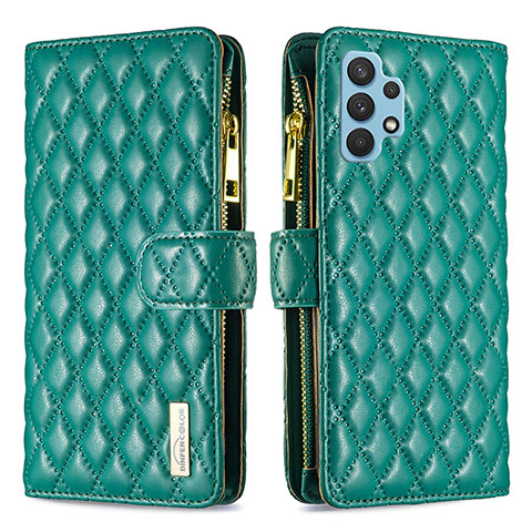 Custodia Portafoglio In Pelle Cover con Supporto B12F per Samsung Galaxy A32 4G Verde