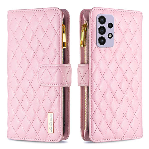 Custodia Portafoglio In Pelle Cover con Supporto B12F per Samsung Galaxy A72 4G Oro Rosa