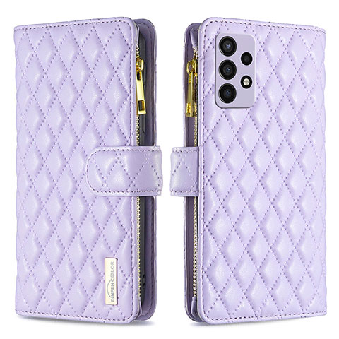 Custodia Portafoglio In Pelle Cover con Supporto B12F per Samsung Galaxy A72 4G Viola