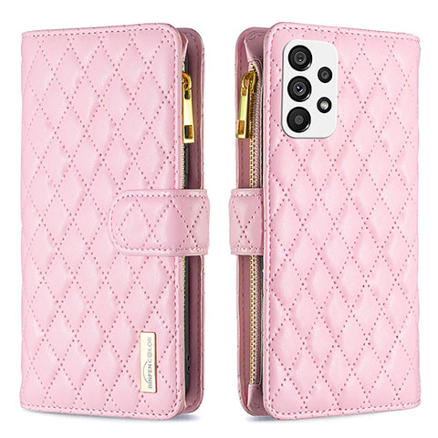 Custodia Portafoglio In Pelle Cover con Supporto B12F per Samsung Galaxy A73 5G Oro Rosa