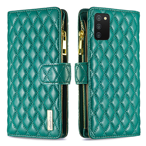 Custodia Portafoglio In Pelle Cover con Supporto B12F per Samsung Galaxy F02S SM-E025F Verde