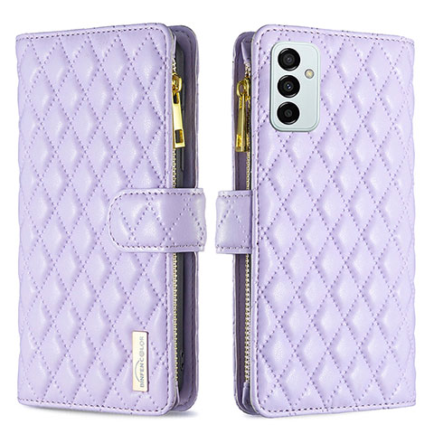 Custodia Portafoglio In Pelle Cover con Supporto B12F per Samsung Galaxy F23 5G Viola