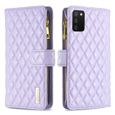 Custodia Portafoglio In Pelle Cover con Supporto B12F per Samsung Galaxy M02s Viola