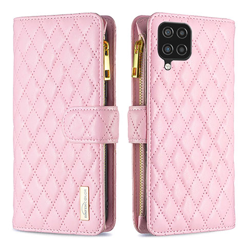 Custodia Portafoglio In Pelle Cover con Supporto B12F per Samsung Galaxy M12 Oro Rosa