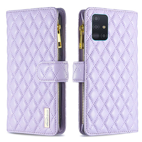 Custodia Portafoglio In Pelle Cover con Supporto B12F per Samsung Galaxy M40S Viola