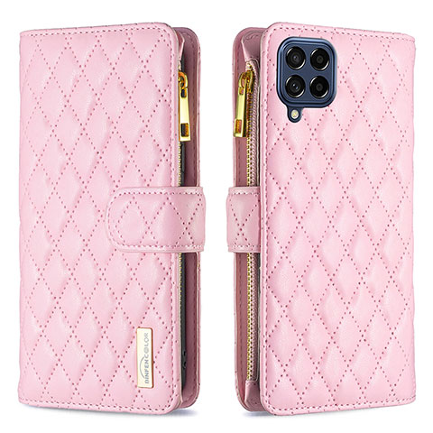 Custodia Portafoglio In Pelle Cover con Supporto B12F per Samsung Galaxy M53 5G Oro Rosa