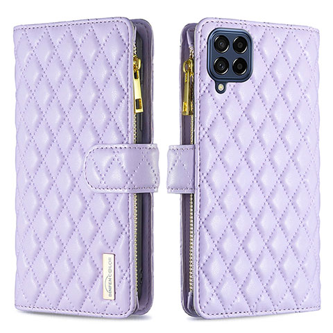 Custodia Portafoglio In Pelle Cover con Supporto B12F per Samsung Galaxy M53 5G Viola