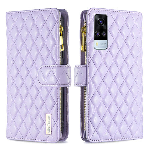 Custodia Portafoglio In Pelle Cover con Supporto B12F per Vivo Y53s NFC Viola