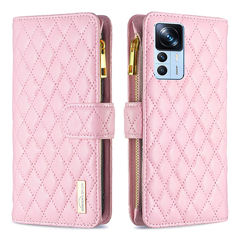 Custodia Portafoglio In Pelle Cover con Supporto B12F per Xiaomi Mi 12T Pro 5G Oro Rosa