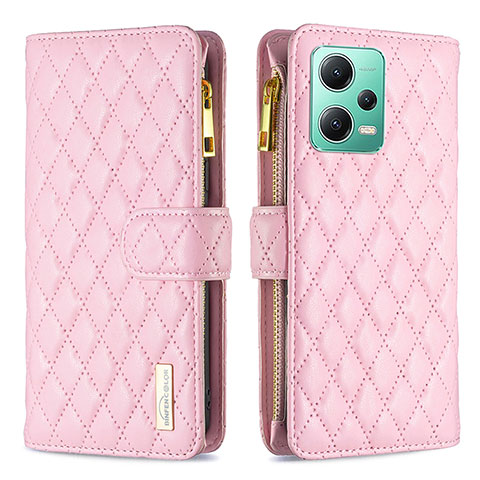 Custodia Portafoglio In Pelle Cover con Supporto B12F per Xiaomi Poco X5 5G Oro Rosa