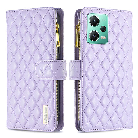 Custodia Portafoglio In Pelle Cover con Supporto B12F per Xiaomi Poco X5 5G Viola