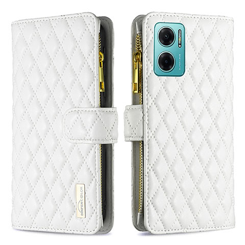 Custodia Portafoglio In Pelle Cover con Supporto B12F per Xiaomi Redmi 10 Prime Plus 5G Bianco