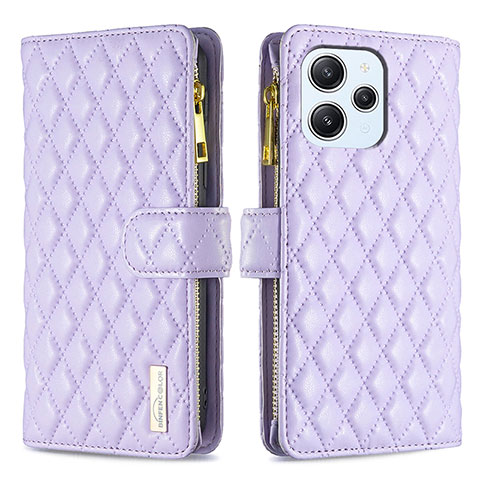 Custodia Portafoglio In Pelle Cover con Supporto B12F per Xiaomi Redmi 12 4G Viola