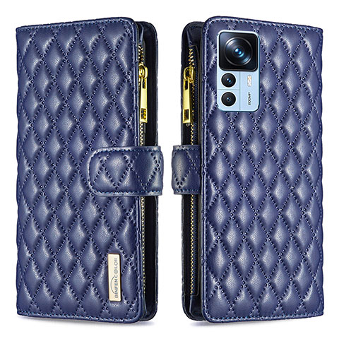 Custodia Portafoglio In Pelle Cover con Supporto B12F per Xiaomi Redmi K50 Ultra 5G Blu