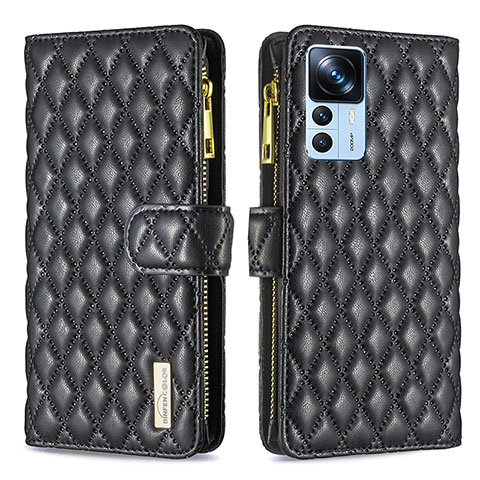 Custodia Portafoglio In Pelle Cover con Supporto B12F per Xiaomi Redmi K50 Ultra 5G Nero