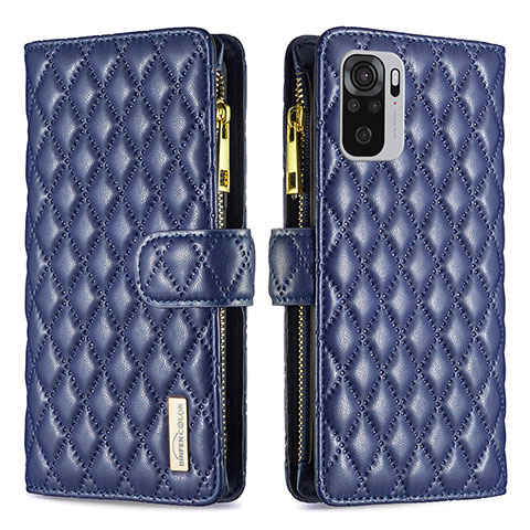 Custodia Portafoglio In Pelle Cover con Supporto B12F per Xiaomi Redmi Note 10 4G Blu