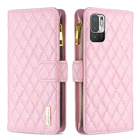 Custodia Portafoglio In Pelle Cover con Supporto B12F per Xiaomi Redmi Note 10 5G Oro Rosa