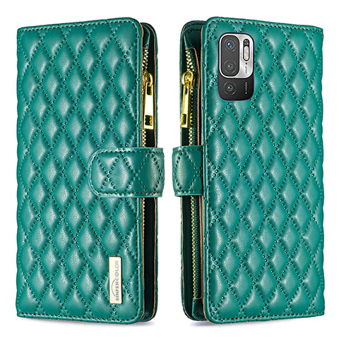 Custodia Portafoglio In Pelle Cover con Supporto B12F per Xiaomi Redmi Note 10 5G Verde