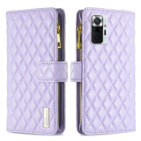 Custodia Portafoglio In Pelle Cover con Supporto B12F per Xiaomi Redmi Note 10 Pro 4G Viola