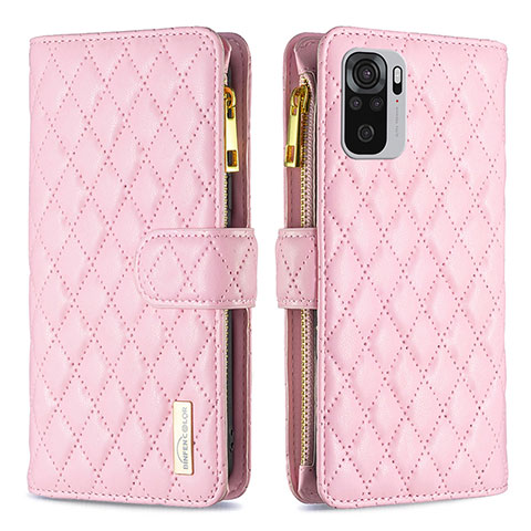 Custodia Portafoglio In Pelle Cover con Supporto B12F per Xiaomi Redmi Note 10S 4G Oro Rosa