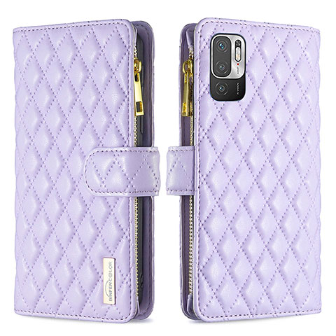 Custodia Portafoglio In Pelle Cover con Supporto B12F per Xiaomi Redmi Note 10T 5G Viola