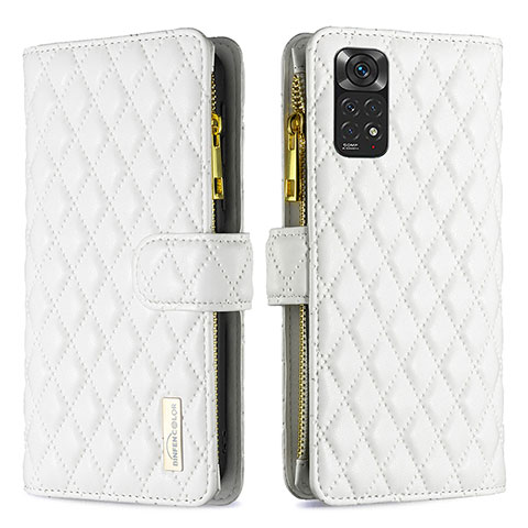 Custodia Portafoglio In Pelle Cover con Supporto B12F per Xiaomi Redmi Note 11 4G (2022) Bianco