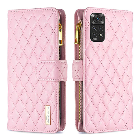 Custodia Portafoglio In Pelle Cover con Supporto B12F per Xiaomi Redmi Note 11 4G (2022) Oro Rosa