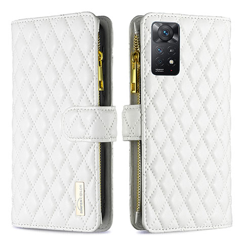 Custodia Portafoglio In Pelle Cover con Supporto B12F per Xiaomi Redmi Note 11 Pro 5G Bianco