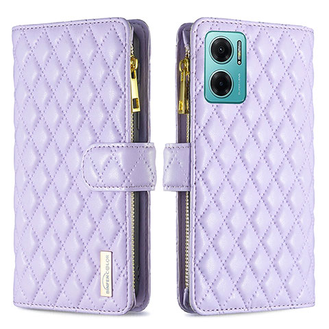 Custodia Portafoglio In Pelle Cover con Supporto B12F per Xiaomi Redmi Note 11E 5G Viola