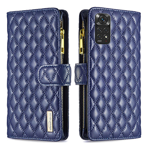 Custodia Portafoglio In Pelle Cover con Supporto B12F per Xiaomi Redmi Note 11S 4G Blu