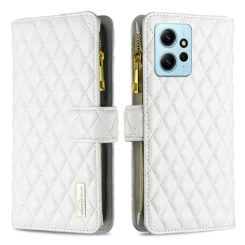 Custodia Portafoglio In Pelle Cover con Supporto B12F per Xiaomi Redmi Note 12 4G Bianco