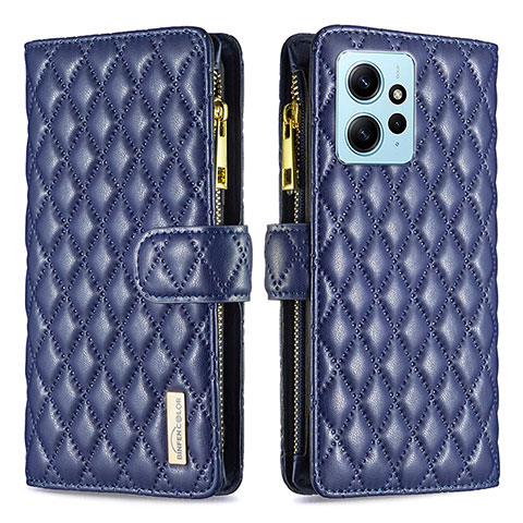 Custodia Portafoglio In Pelle Cover con Supporto B12F per Xiaomi Redmi Note 12 4G Blu