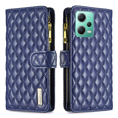 Custodia Portafoglio In Pelle Cover con Supporto B12F per Xiaomi Redmi Note 12 5G Blu