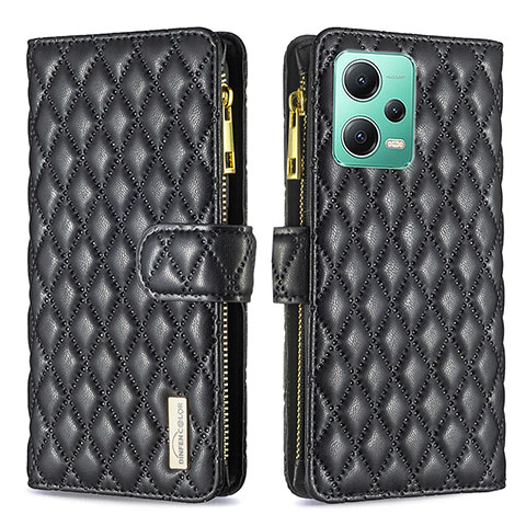 Custodia Portafoglio In Pelle Cover con Supporto B12F per Xiaomi Redmi Note 12 5G Nero