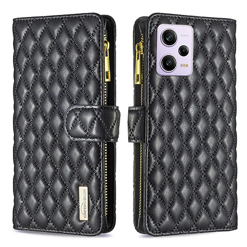 Custodia Portafoglio In Pelle Cover con Supporto B12F per Xiaomi Redmi Note 12 Pro 5G Nero